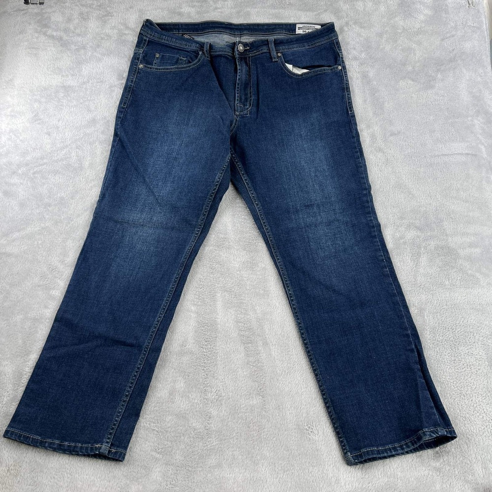Buffalo David Bitton Jackson Jeans Mens 38x30 Straight Stretch Blue Denim Wash